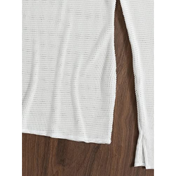 MakeMeChic Crochet Beach Cover Up Dress with Sleeves