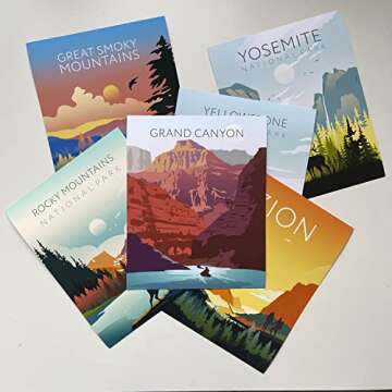 National Park Poster, Yosemite Print, National Park Print, Zion Poster, Yellowstone wall Art, Grand Canyon Poster, Rocky Mountains (8" x 10" x 6 Posters (Unframed), Set of 6 National Parks)