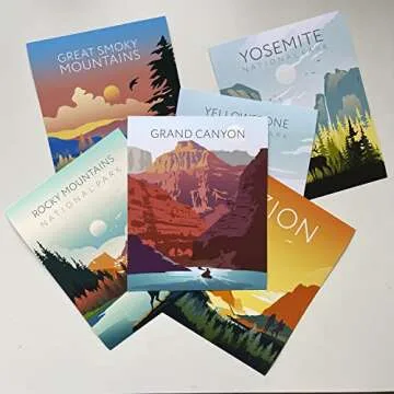 National Park Poster, Yosemite Print, National Park Print, Zion Poster, Yellowstone wall Art, Grand Canyon Poster, Rocky Mountains (8" x 10" x 6 Posters (Unframed), Set of 6 National Parks)