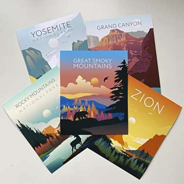 National Park Poster, Yosemite Print, National Park Print, Zion Poster, Yellowstone wall Art, Grand Canyon Poster, Rocky Mountains (8" x 10" x 6 Posters (Unframed), Set of 6 National Parks)