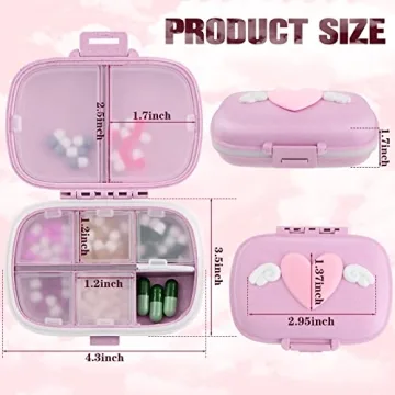 Vesici Cute 3 Pack Travel Pill Organizer with 8 Compartments
