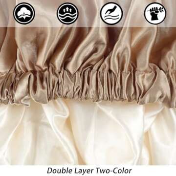 Satin Bonnet Silk Bonnet Hair Bonnet for Sleeping-Slouchy Beanie Hat Satin Sleep Cap for Women's Natural & Curly Hair(Khaki)