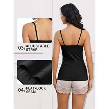 ATTRACO Women's Built-in Bra Camisole Tank Tops - 2 Pack