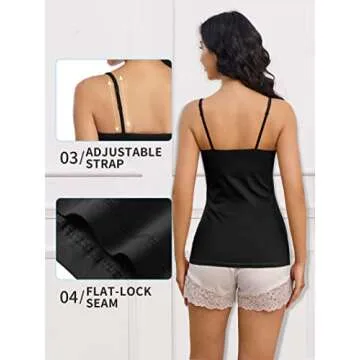 ATTRACO Women's Built-in Bra Camisole Tank Tops - 2 Pack