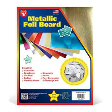 Hygloss 25 Sheets Gold, 8.5 x 11-Inch Metallic Foil Board Sheets-Gold-25 Arts & Crafts, Classroom Ac...