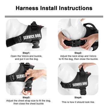 Fairwin Service Dog Vest-No-Pull Dog Harness with Handle Adjustable Reflective Patches in Training Vest Harness for Small Medium Large Breed Outdoor Walking