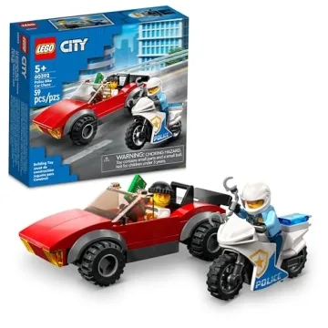 LEGO City Police Bike Car Chase 60392 - Exciting Toy with Motorbike & Race Car for Creative Kids