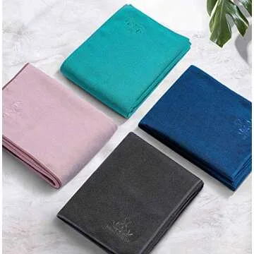 Heathyoga Stickyfiber Hot Yoga Towel with Silicone Grip & Free Spray Bottle, Microfiber Non-Slip Mat Towel for Hot Yoga, Bikram, Pilates and Fitness (Pink)