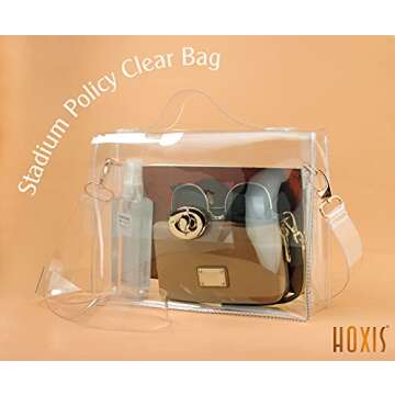 Clear Bag with Turn Lock Closure for Women Cross Body Handbags Stadium Approved