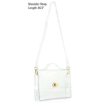 Clear Bag with Turn Lock Closure for Women Cross Body Handbags Stadium Approved