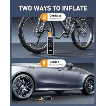 JUSUOX Tire Inflator 150PSI Cordless Air Compressor