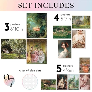 97 Decor Vintage Victorian Decor for Home - Coquette Vintage Art Prints, Light Victorian Wall Art, Classic Maximalist Wall Decor, Vintage Old Paintings Woman Portrait Pictures for Bedroom (Unframed)