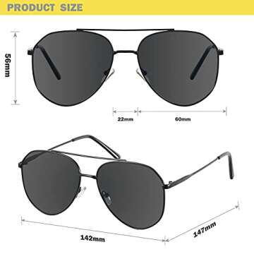 mosanana Aviator Sunglasses for Women Men Trendy Oversized Black Retro Vintage Cool Big Cute Funky Fashion Ladies 70s Large Aesthetic Chunky Baddie Stylish Unique Pilot Dark Sexy female 2021 Jessie