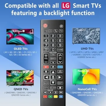 Backlit Universal Remote for All LG TVs for Easy Nighttime Use