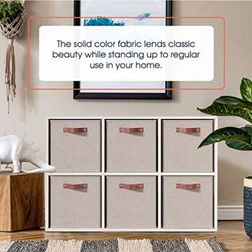 Ornavo Home 13 x 13 Storage Cube Bins, Foldable Collapsible Fabric Storage Bins Box Linen Shelf Bask...