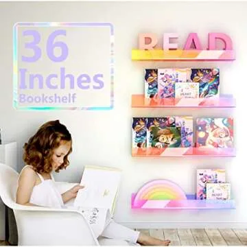 RORKIM Iridescent Acrylic Floating Shelf for Kids