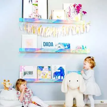 RORKIM Iridescent Acrylic Floating Shelf for Kids