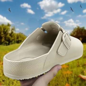 Bigant Womens Clogs,Mercy Mules for Womens Nurse Shoes-Slip on Garden Work Shoes(Beige-10 Women/8 Men)