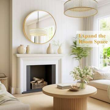 Fabuday Round Gold Mirror - 20 Inch Elegant Wall Decor