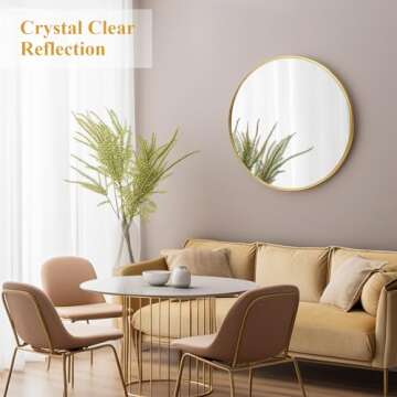 Fabuday Round Gold Mirror - 20 Inch Elegant Wall Decor