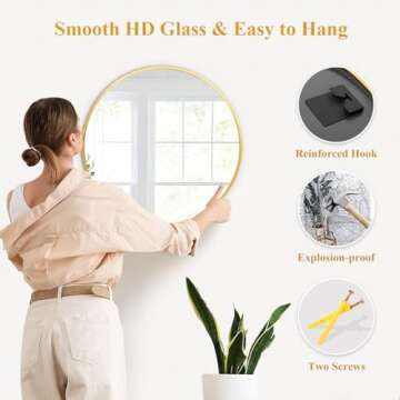 Fabuday Round Gold Mirror - 20 Inch Elegant Wall Decor