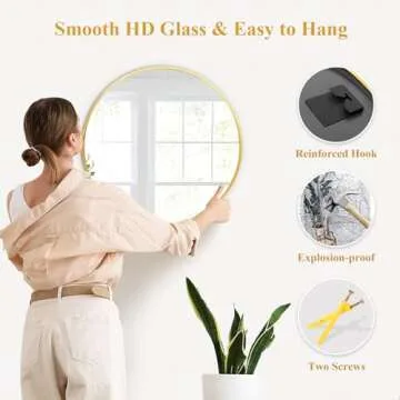 Fabuday Round Gold Mirror - 20 Inch Elegant Wall Decor