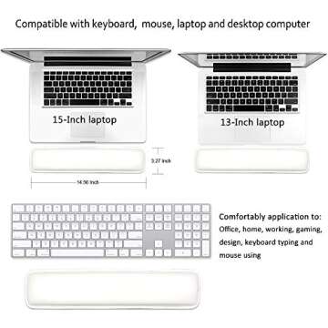 ProElife PU Leather Keyboard Mouse Wrist Rest Pad Soft Cushion Foam Wrist Support 14.56'' x 3.27''for MacBook iMac Keyboard Surface Book Most of Computer Laptop (White)