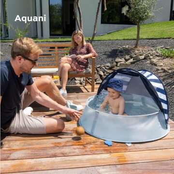 Babymoov Aquani Tent & Pool 3 in 1 Pop Up Tent, Kiddie Pool and Play Area (Summer 2024 Essential), Marine, One Size