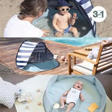 Babymoov Aquani Tent & Pool 3 in 1 Pop Up Tent, Kiddie Pool and Play Area (Summer 2024 Essential), Marine, One Size