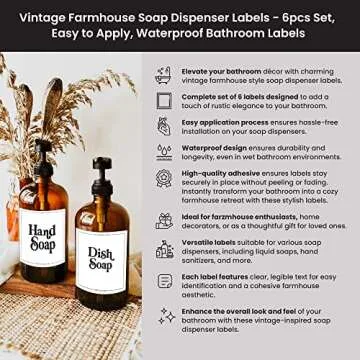 Vintage Farmhouse Hand Soap Labels - Waterproof Stickers