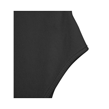 YMDUCH Women's Sexy Black Knitted Ribbed Crop Top