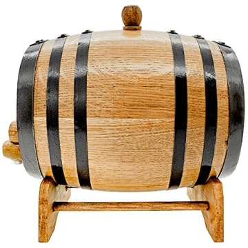 Sofia's Findings Personalized - Customized American White Oak Aging Barrel - Barrel Aged (2 Liters, Black Hoops)