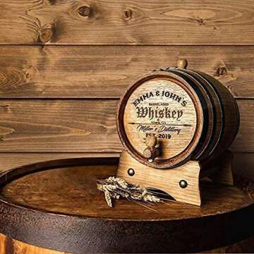 Sofia's Findings Personalized - Customized American White Oak Aging Barrel - Barrel Aged (2 Liters, Black Hoops)