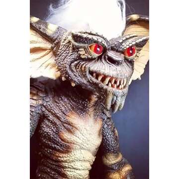 Trick or Treat Evil Stripe Gremlin Puppet Prop with Hair