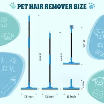 UEETB Carpet Rake for Pet Hair Removal, Reusable Cat Dog Hair Remover, 58’’ Adjustable Long Handle Pet Hair Removal Tool, Carpet Rake Scraper, Pet Hair Removal Broom for Rugs, Mats, Couch, Furniture