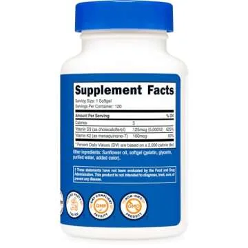 Nutricost Vitamin K2 + D3 Softgels - 120 Count