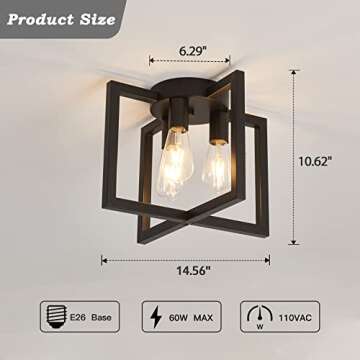 ZGLAOJT 3-Lights Ceiling Light Fixture,Industrial Semi Flush Mount Chandelier,Ceiling Lighting for K...