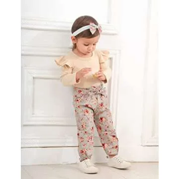 KANGKANG Baby Girl Clothes with Floral Pants & Romper