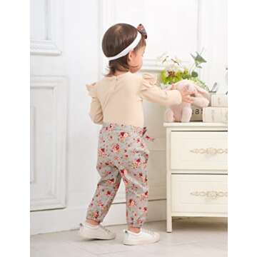 KANGKANG Baby Girl Clothes with Floral Pants & Romper