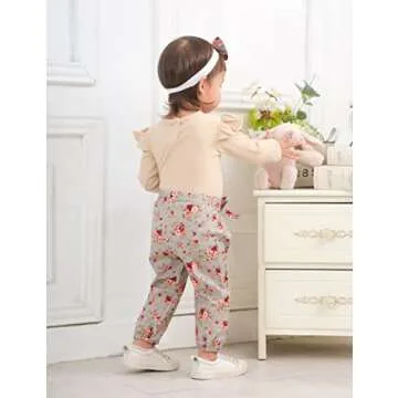KANGKANG Baby Girl Clothes with Floral Pants & Romper