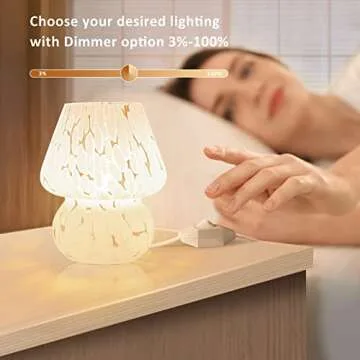 ONEWISH Mushroom Lamp Dimmable Bedside Lighting