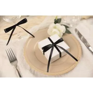 Black Satin Ribbon 1/4 inch X Continuous 50 Yards, Single Face Polyester Ribbon Perfect for Gift Wrapping, Flower Bouquet, Wedding Decor, Crafts, Bow Making, Sewing and More