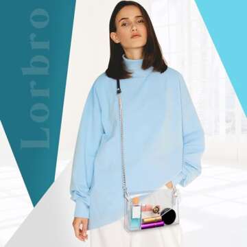 Lorbro Clear Purse for Women Stadium Approved, Clear Crossbody Shoulder Bag, Semi PU Crafted Materia...