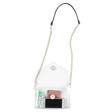 Lorbro Clear Purse for Women Stadium Approved, Clear Crossbody Shoulder Bag, Semi PU Crafted Material Chain Strap Transparent Bags for Concerts, Sports Event, Party