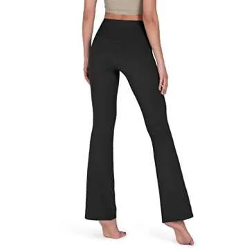 ODODOS Women's High Waisted Boot-Cut Yoga Pants Tummy Control Workout Non See-Through Bootleg Yoga Pant-31 Inseam, Black, Small