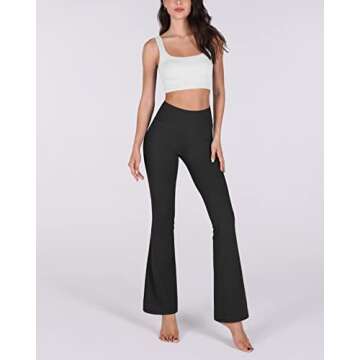 ODODOS Women's High Waisted Boot-Cut Yoga Pants Tummy Control Workout Non See-Through Bootleg Yoga Pant-31 Inseam, Black, Small