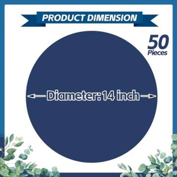 50 Pieces Navy Blue Paper Place Mats Blue Round Disposable Table Mats Decorative Placemats for Weddi...