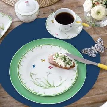 50 Pieces Navy Blue Paper Place Mats Blue Round Disposable Table Mats Decorative Placemats for Wedding Bridal Shower Navy Blue Birthday Party Dining Decor