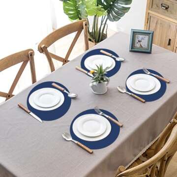 50 Pieces Navy Blue Paper Place Mats Blue Round Disposable Table Mats Decorative Placemats for Wedding Bridal Shower Navy Blue Birthday Party Dining Decor