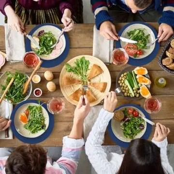 50 Pieces Navy Blue Paper Place Mats Blue Round Disposable Table Mats Decorative Placemats for Wedding Bridal Shower Navy Blue Birthday Party Dining Decor